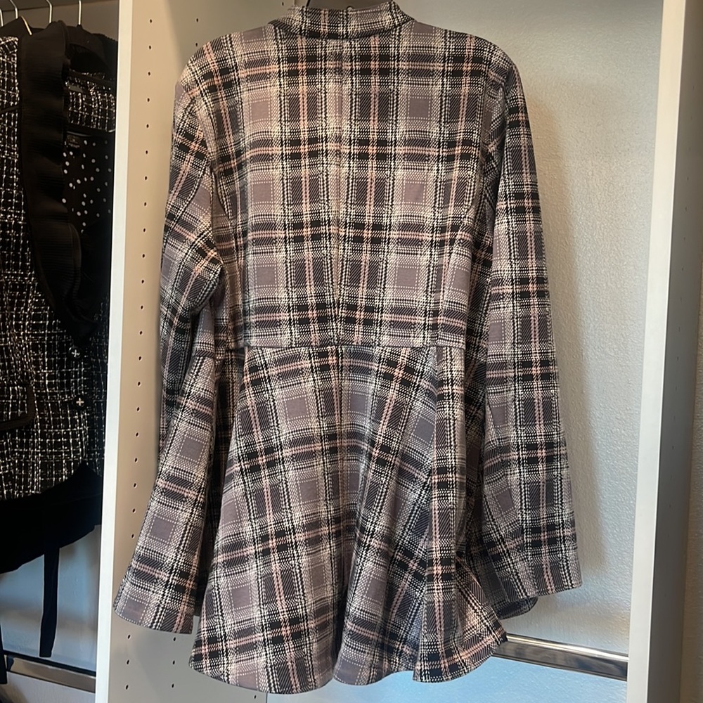 Torrid grey plaid with pink swing blazer - Picture 2 of 2